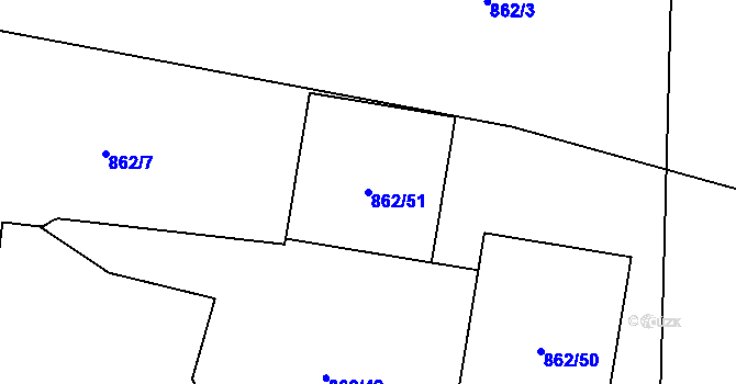 Parcela st. 862/51 v KÚ Doubí u Liberce, Katastrální mapa