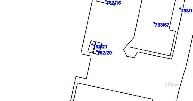 Parcela st. 762/20 v KÚ Doubí u Liberce, Katastrální mapa