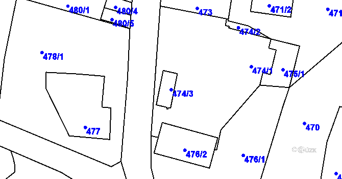 Parcela st. 474/3 v KÚ Doubí u Liberce, Katastrální mapa