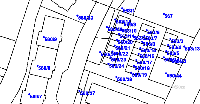 Parcela st. 560/47 v KÚ Doubí u Liberce, Katastrální mapa