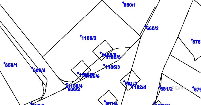 Parcela st. 1185/8 v KÚ Doubí u Liberce, Katastrální mapa