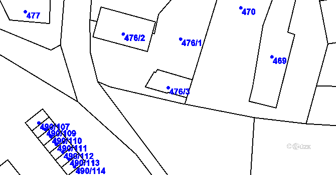 Parcela st. 476/3 v KÚ Doubí u Liberce, Katastrální mapa
