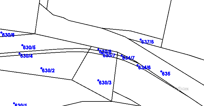 Parcela st. 630/7 v KÚ Doubí u Liberce, Katastrální mapa