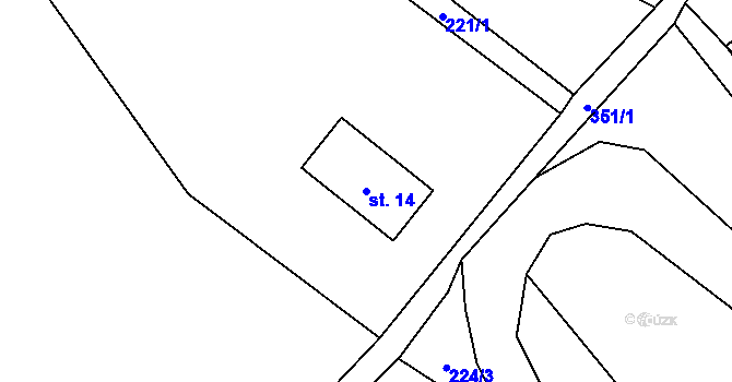 Parcela st. 14 v KÚ Hluboká u Liberce, Katastrální mapa