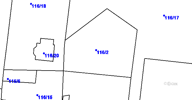 Parcela st. 116/2 v KÚ Pilínkov, Katastrální mapa