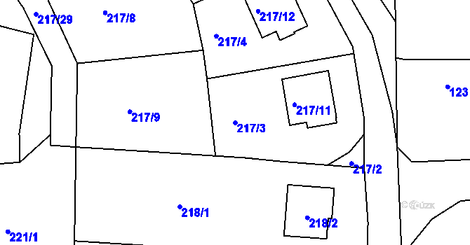 Parcela st. 217/3 v KÚ Pilínkov, Katastrální mapa