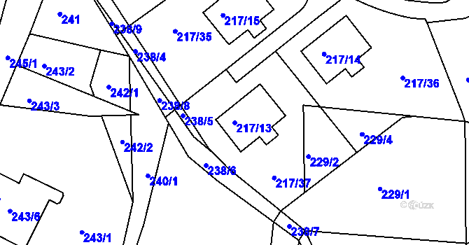 Parcela st. 217/13 v KÚ Pilínkov, Katastrální mapa