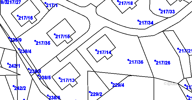 Parcela st. 217/14 v KÚ Pilínkov, Katastrální mapa