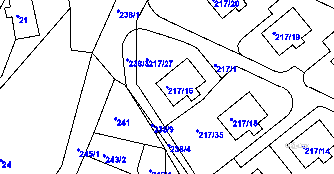 Parcela st. 217/16 v KÚ Pilínkov, Katastrální mapa