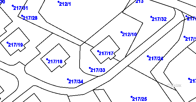 Parcela st. 217/17 v KÚ Pilínkov, Katastrální mapa