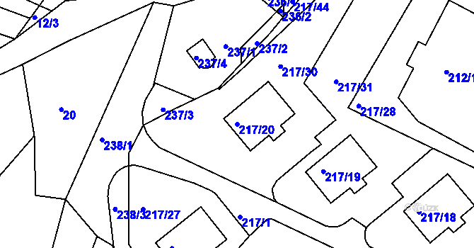Parcela st. 217/20 v KÚ Pilínkov, Katastrální mapa