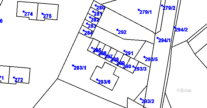 Parcela st. 287 v KÚ Pilínkov, Katastrální mapa