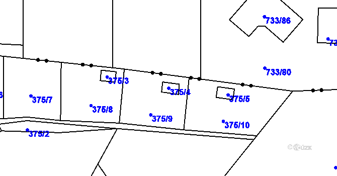 Parcela st. 375/4 v KÚ Pilínkov, Katastrální mapa