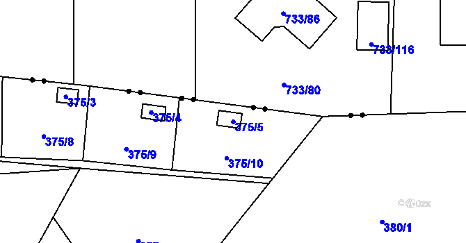 Parcela st. 375/5 v KÚ Pilínkov, Katastrální mapa