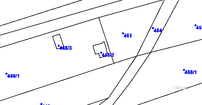 Parcela st. 448/2 v KÚ Pilínkov, Katastrální mapa