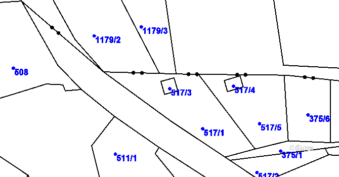 Parcela st. 517/3 v KÚ Pilínkov, Katastrální mapa