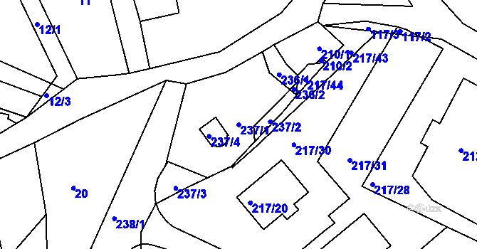 Parcela st. 237/1 v KÚ Pilínkov, Katastrální mapa