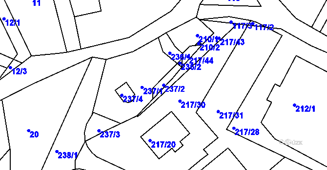 Parcela st. 237/2 v KÚ Pilínkov, Katastrální mapa