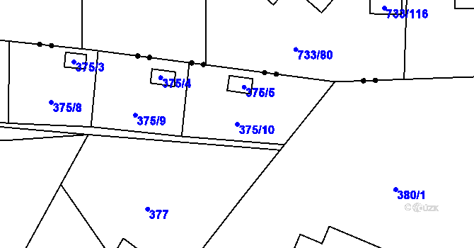Parcela st. 375/10 v KÚ Pilínkov, Katastrální mapa