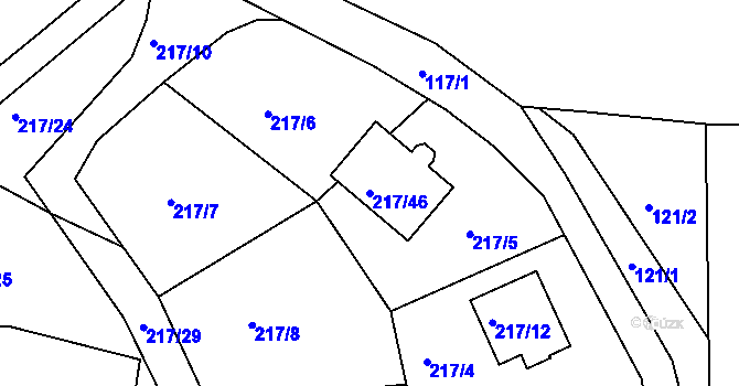 Parcela st. 217/46 v KÚ Pilínkov, Katastrální mapa