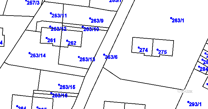 Parcela st. 263/6 v KÚ Pilínkov, Katastrální mapa
