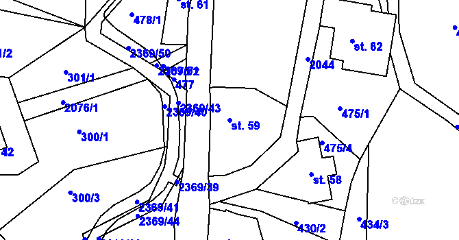 Parcela st. 59 v KÚ Doubice, Katastrální mapa