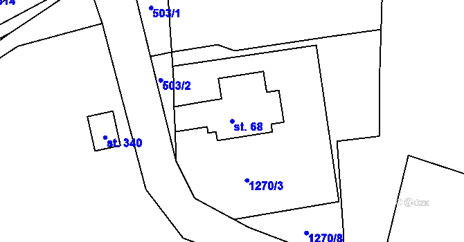 Parcela st. 68 v KÚ Doubice, Katastrální mapa