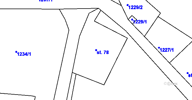 Parcela st. 78 v KÚ Doubice, Katastrální mapa