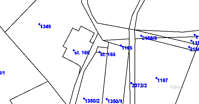 Parcela st. 165 v KÚ Doubice, Katastrální mapa