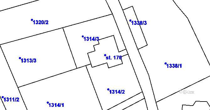 Parcela st. 170 v KÚ Doubice, Katastrální mapa
