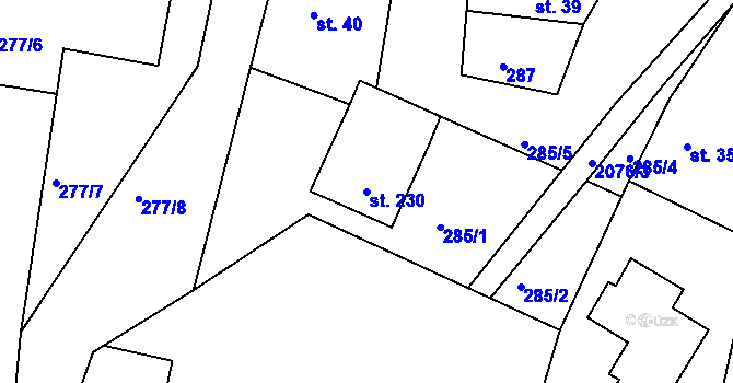 Parcela st. 230 v KÚ Doubice, Katastrální mapa