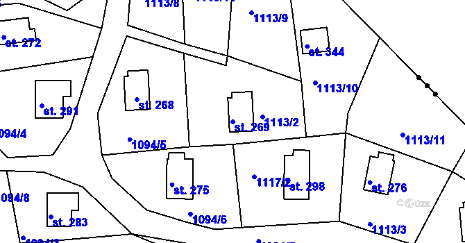 Parcela st. 269 v KÚ Doubice, Katastrální mapa