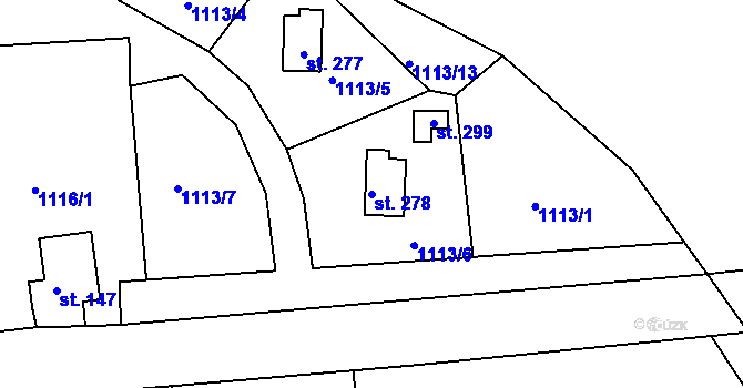 Parcela st. 278 v KÚ Doubice, Katastrální mapa