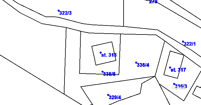 Parcela st. 313 v KÚ Doubice, Katastrální mapa