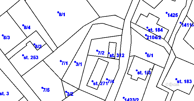 Parcela st. 7/2 v KÚ Doubice, Katastrální mapa