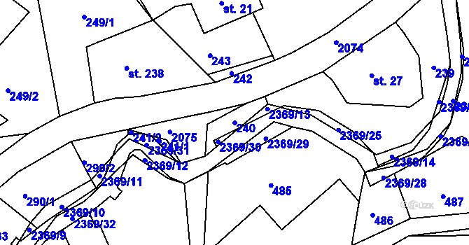 Parcela st. 240 v KÚ Doubice, Katastrální mapa