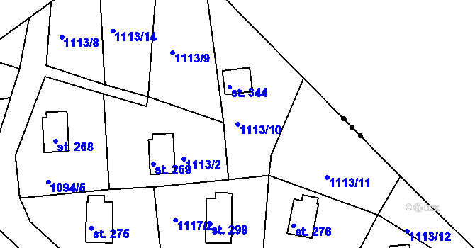 Parcela st. 1113/10 v KÚ Doubice, Katastrální mapa