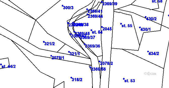Parcela st. 2369/36 v KÚ Doubice, Katastrální mapa