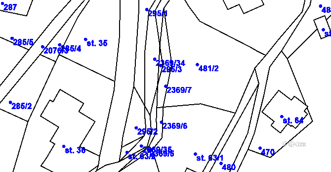 Parcela st. 2369/7 v KÚ Doubice, Katastrální mapa