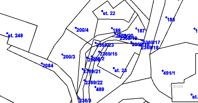 Parcela st. 2369/15 v KÚ Doubice, Katastrální mapa