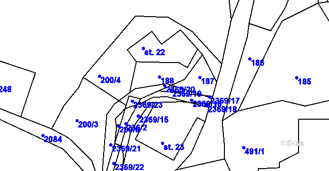 Parcela st. 2369/20 v KÚ Doubice, Katastrální mapa