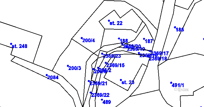 Parcela st. 2369/23 v KÚ Doubice, Katastrální mapa
