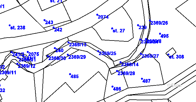 Parcela st. 2369/25 v KÚ Doubice, Katastrální mapa