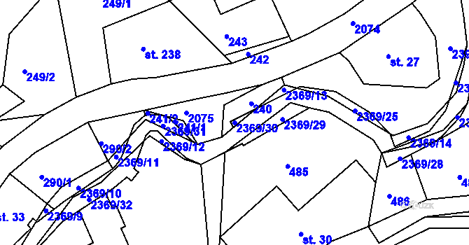 Parcela st. 2369/30 v KÚ Doubice, Katastrální mapa