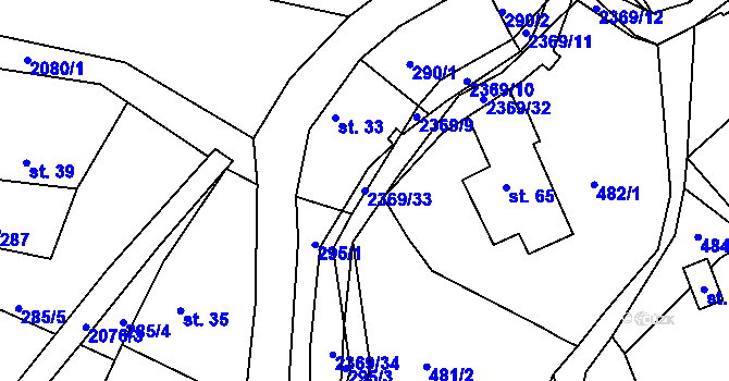 Parcela st. 2369/33 v KÚ Doubice, Katastrální mapa
