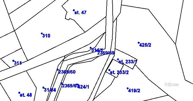 Parcela st. 2369/59 v KÚ Doubice, Katastrální mapa
