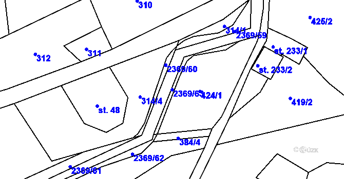 Parcela st. 2369/63 v KÚ Doubice, Katastrální mapa