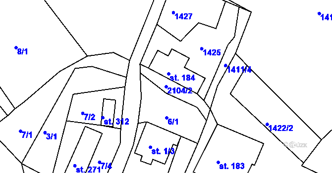 Parcela st. 2104/2 v KÚ Doubice, Katastrální mapa