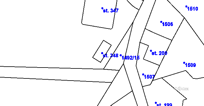 Parcela st. 348 v KÚ Doubice, Katastrální mapa