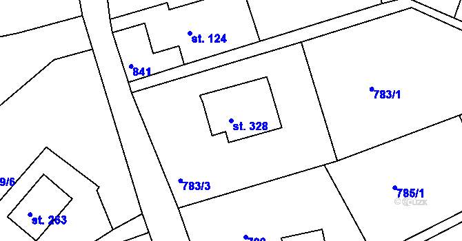 Parcela st. 328 v KÚ Doubice, Katastrální mapa